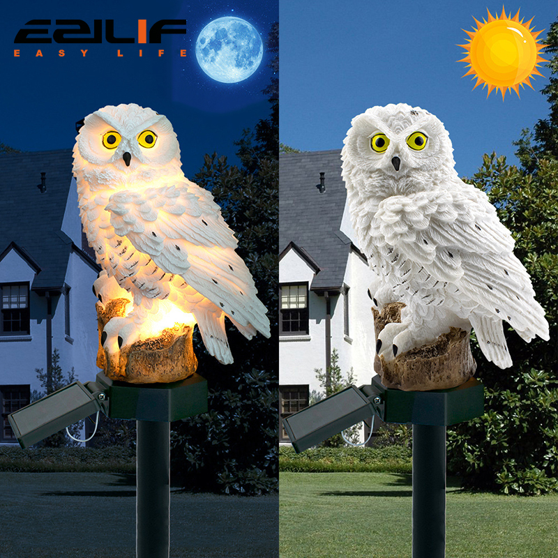 Outdoor Power Outlet Solar - Solar light owl animal sculpture solar