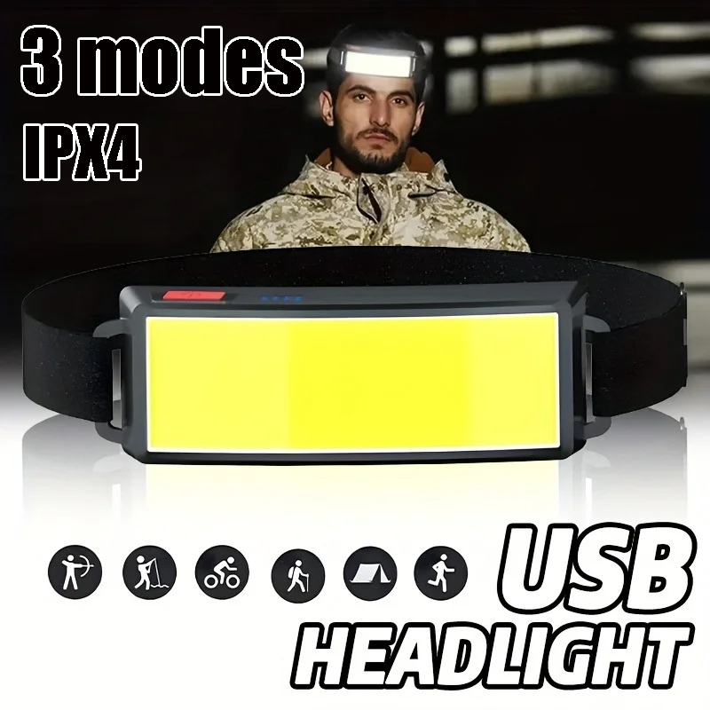 Outdoor Power Head - Powerful COB LED Headlamp USB Rechargeable