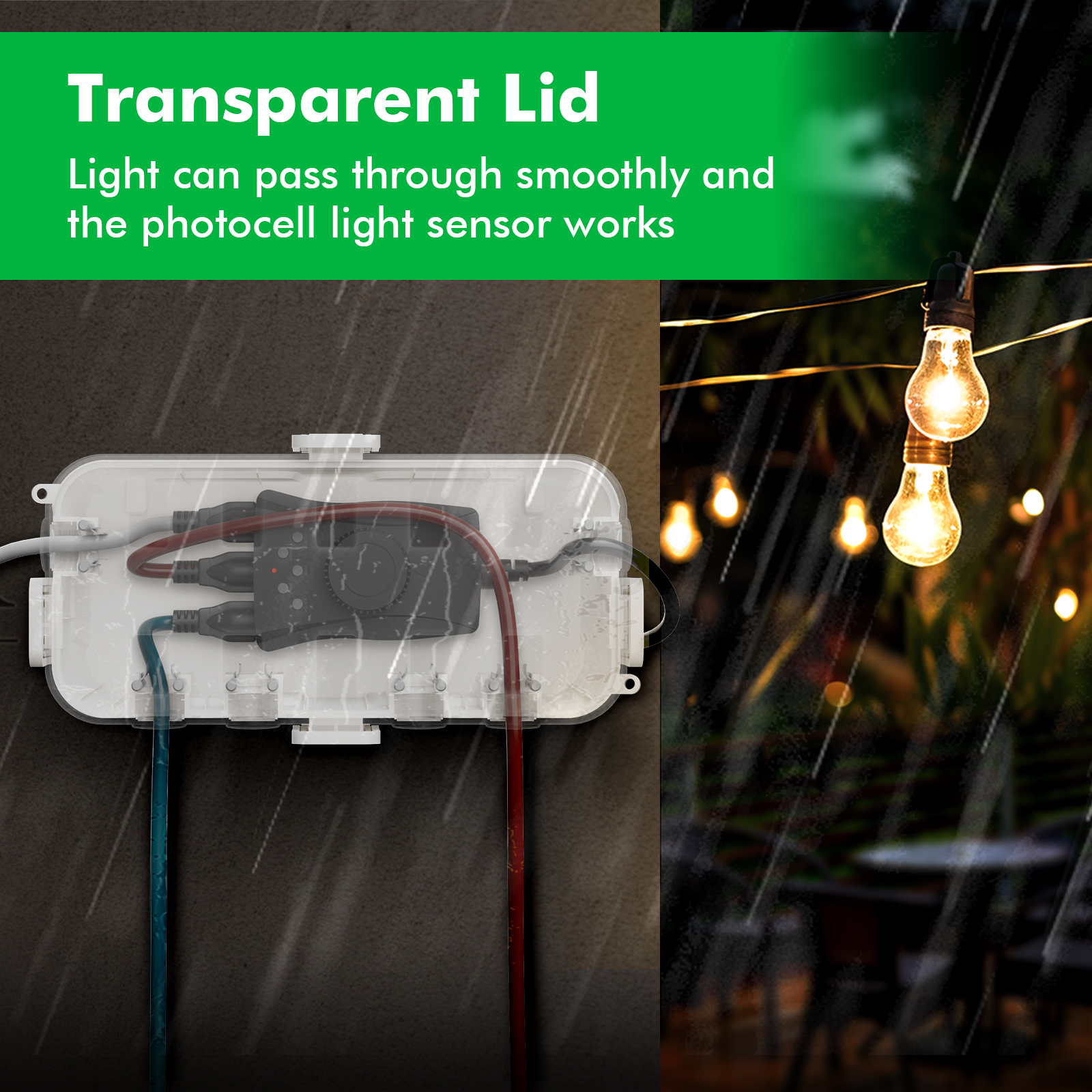 Outdoor Power Strip With Cover - Waterproof Outdoor Electrical Box with Clear