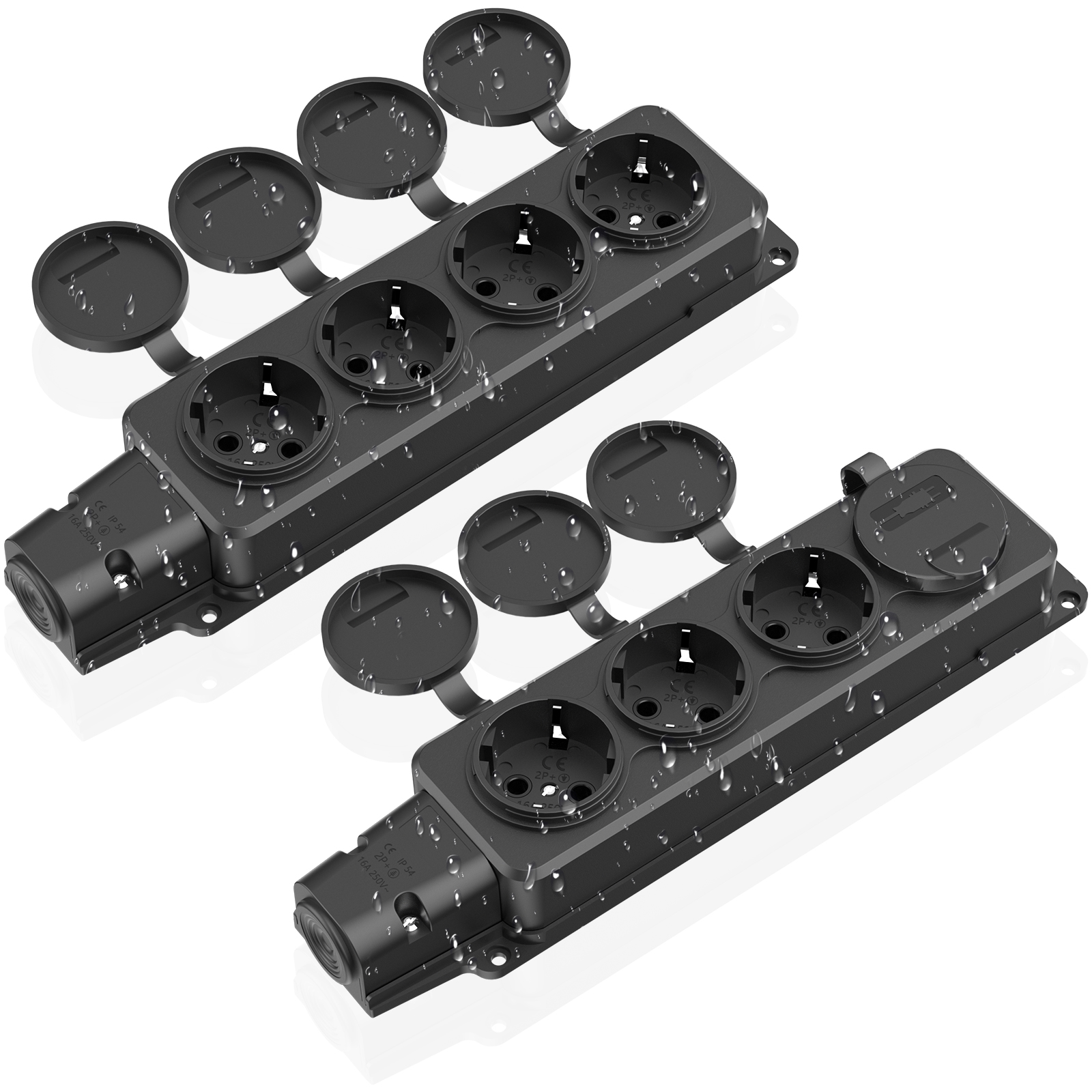 Outdoor Power Strip With Cover - 2pcs EU Outdoor Socket Waterproof Industry