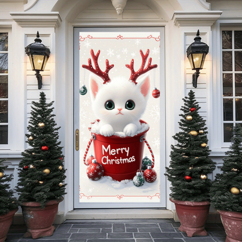 Outdoor Power For Wedding - 1pc2D flat, Christmas cat door banner,