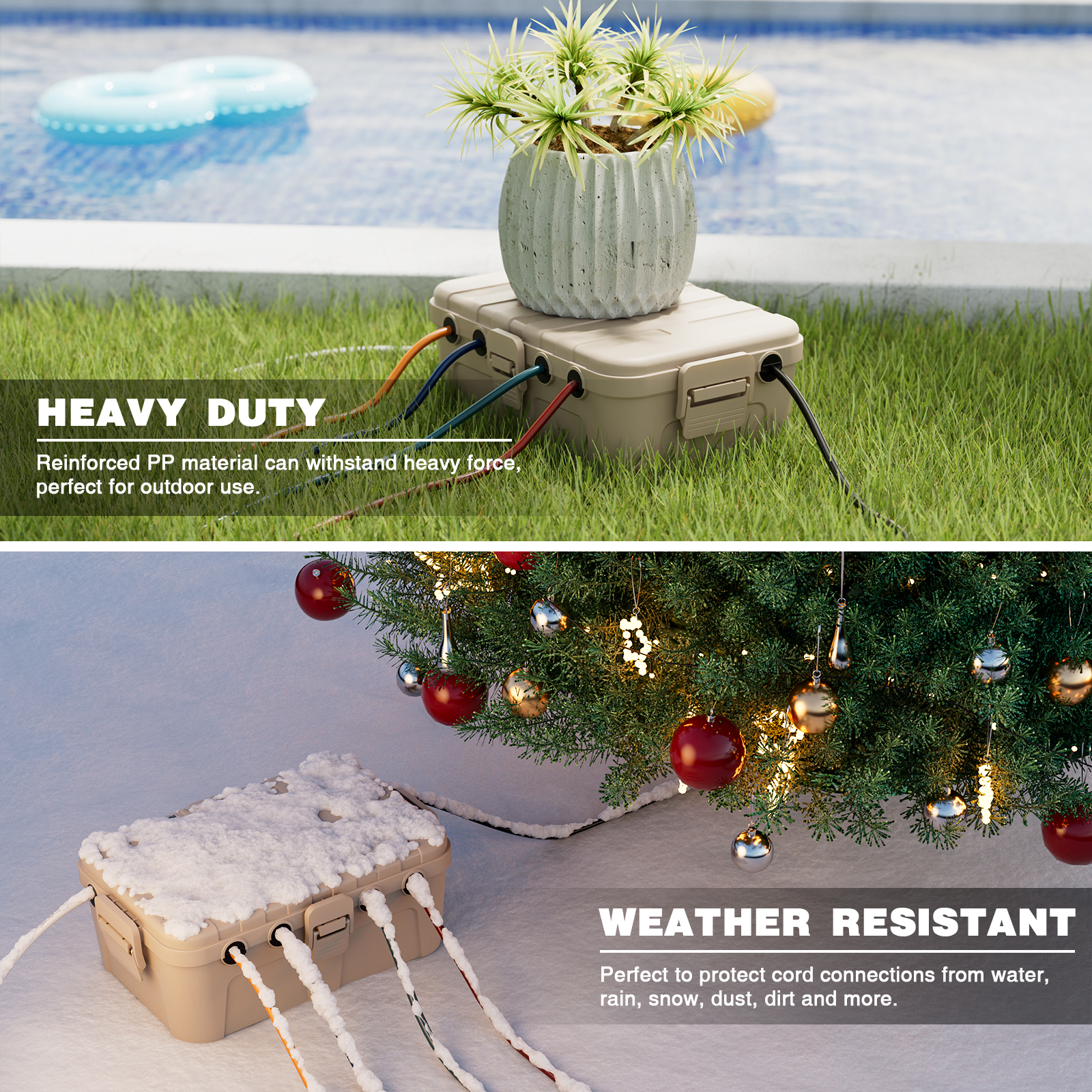 Outdoor Power Strip With Cover - IP54 Large Outdoor Electrical Box Waterproof