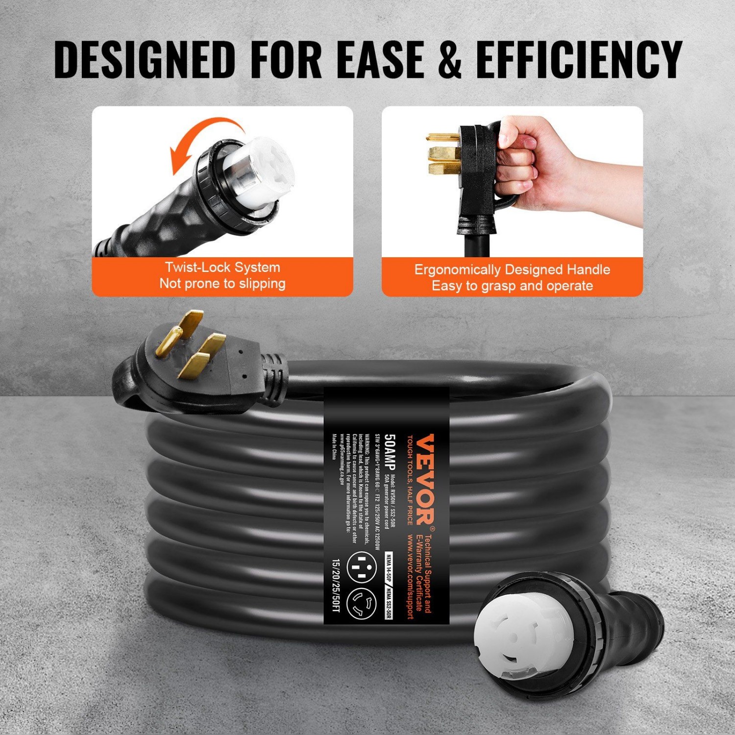 50A 15FT Generator Cord & Powe - Outdoor Power Inlet Box 리뷰 및 가격
