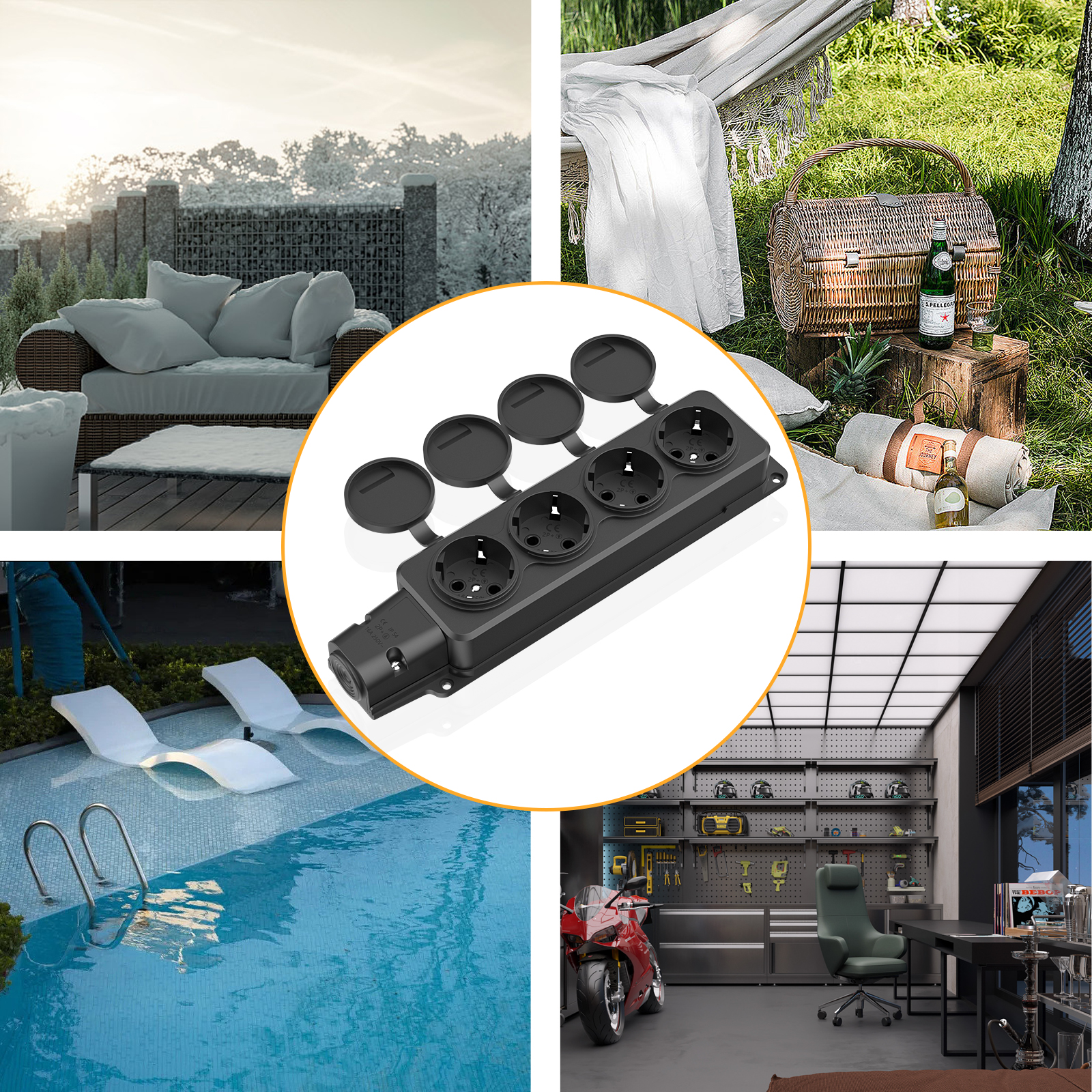 2pcs EU Outdoor Socket Waterpr - Outdoor Power Strip With Cover 리뷰 및 가격