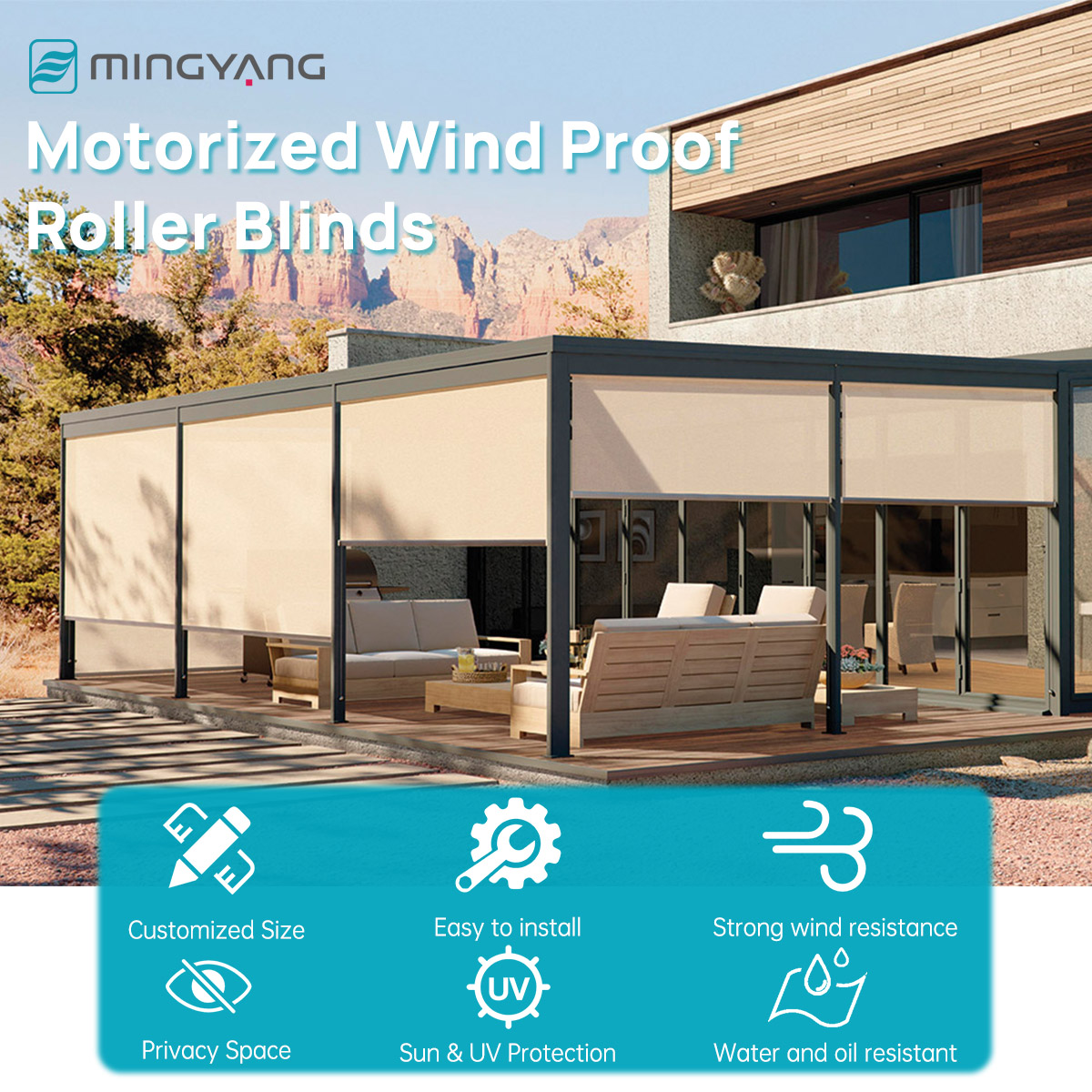 Built-In Waterproof Windproof  - Outdoor Power Blinds 리뷰 및 가격